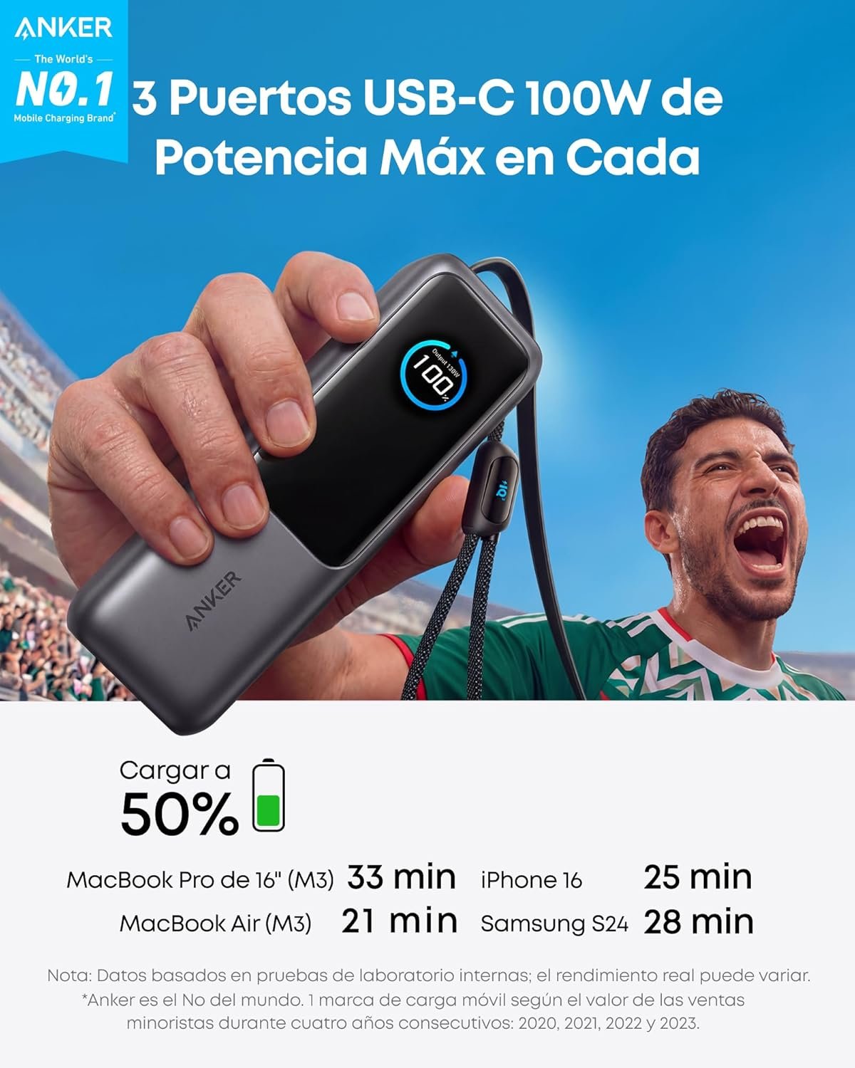 Power Bank ANKER LAPTOP 25K 165W - Imagen 3