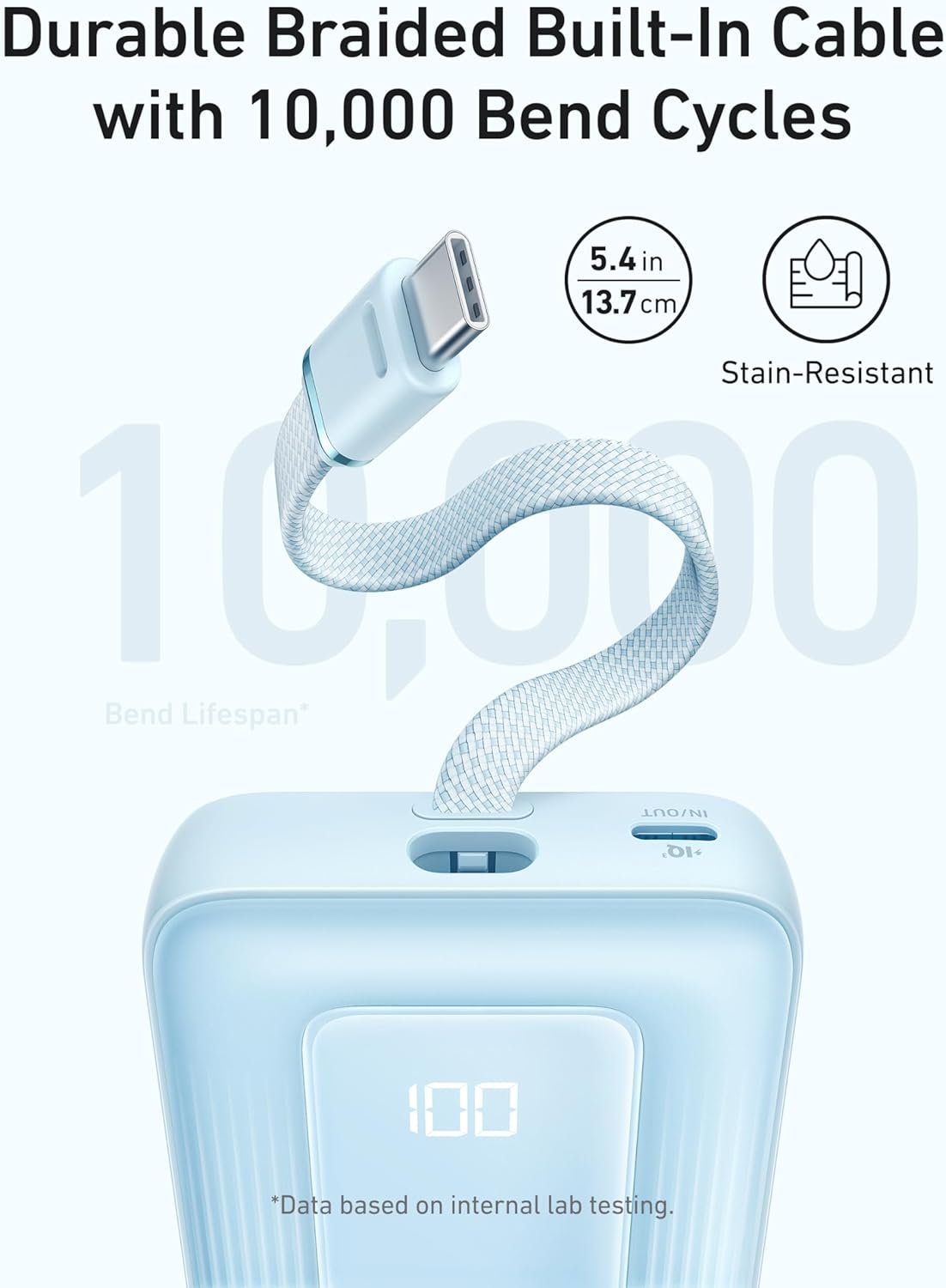 Power Bank ANKER 10K, 30W, CABLE C INTEGRADO - Imagen 2