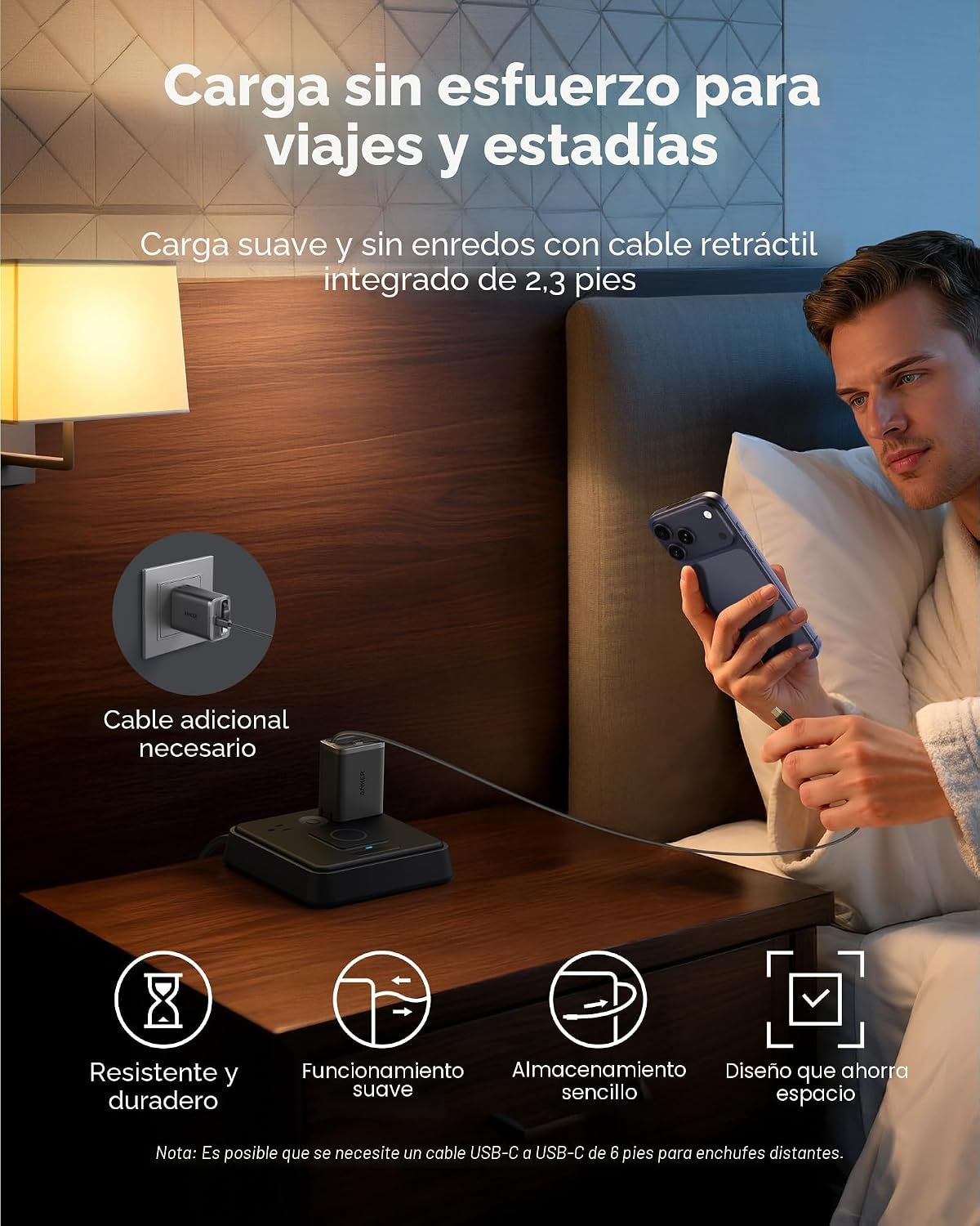 Cargador ANKER Nano 35 W con cable retractil - Imagen 4