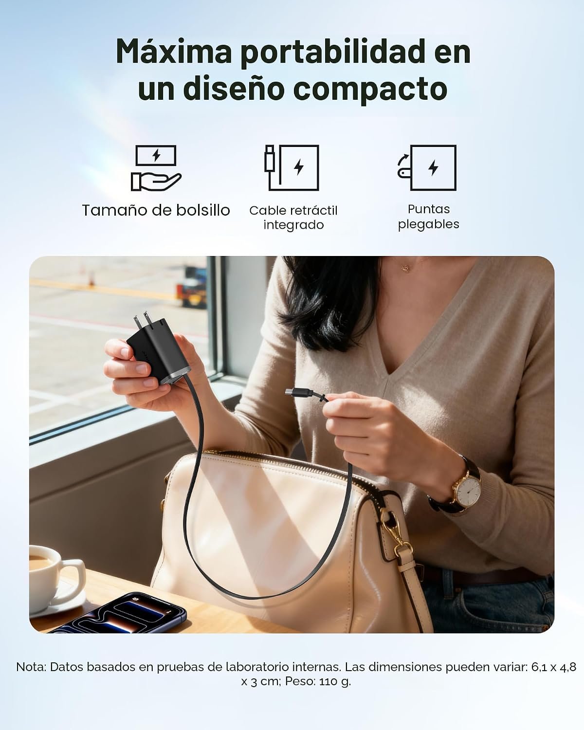 Cargador ANKER Nano 35 W con cable retractil - Imagen 5