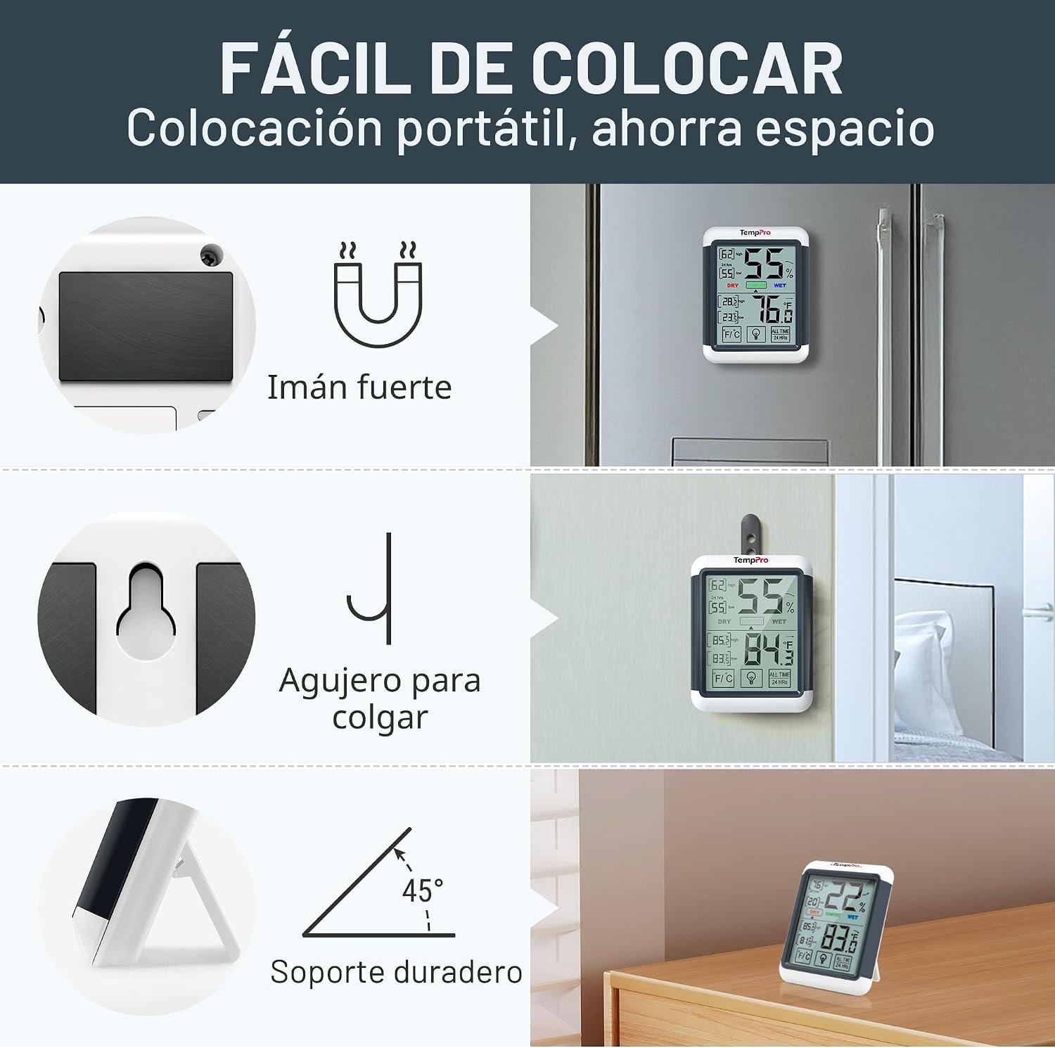 ThermoPro TP65A - Higrómetro de interior y exterior - Imagen 2