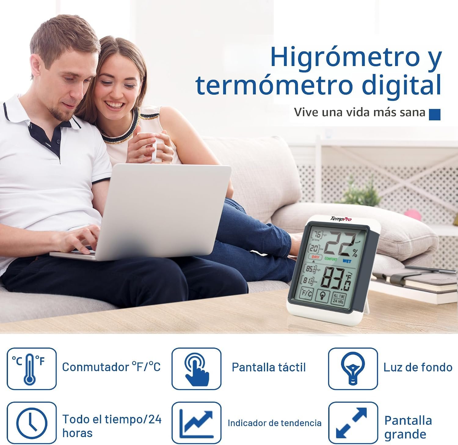 ThermoPro TP55 - Higrómetro digital de interior - Imagen 2