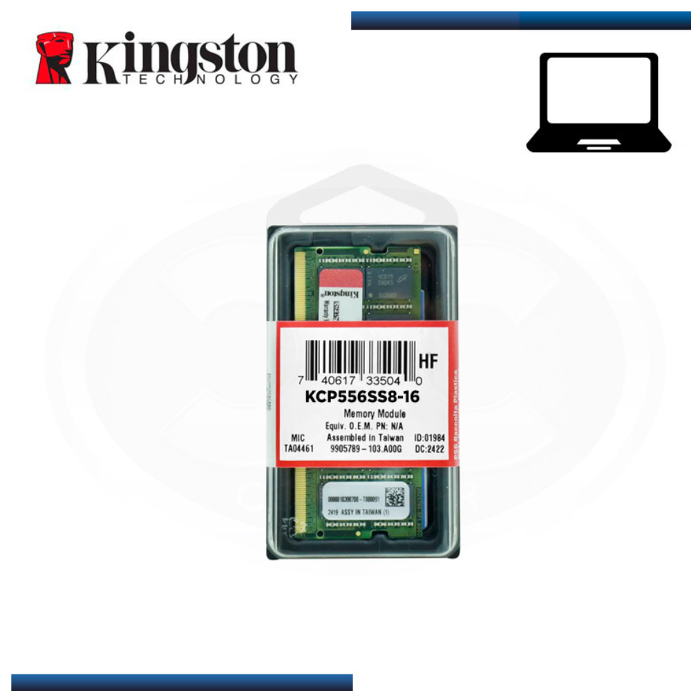 DDR5 16GB 5600 KINGSTON para portatil KCP556SS8-16