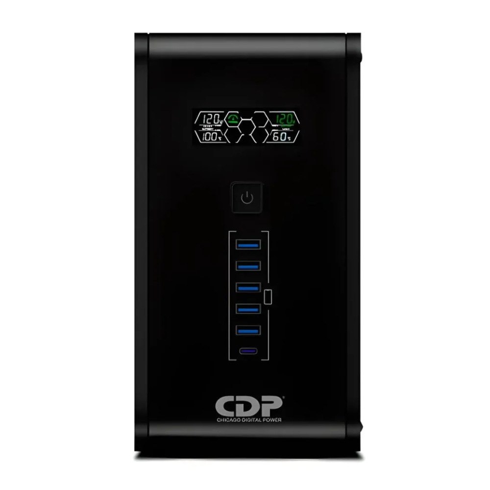 UPS INTELIGENTE CDP CON ESTABILIZADOR VOLTAJE Y PANTALLA 1500VA/900W 10 TOMAS